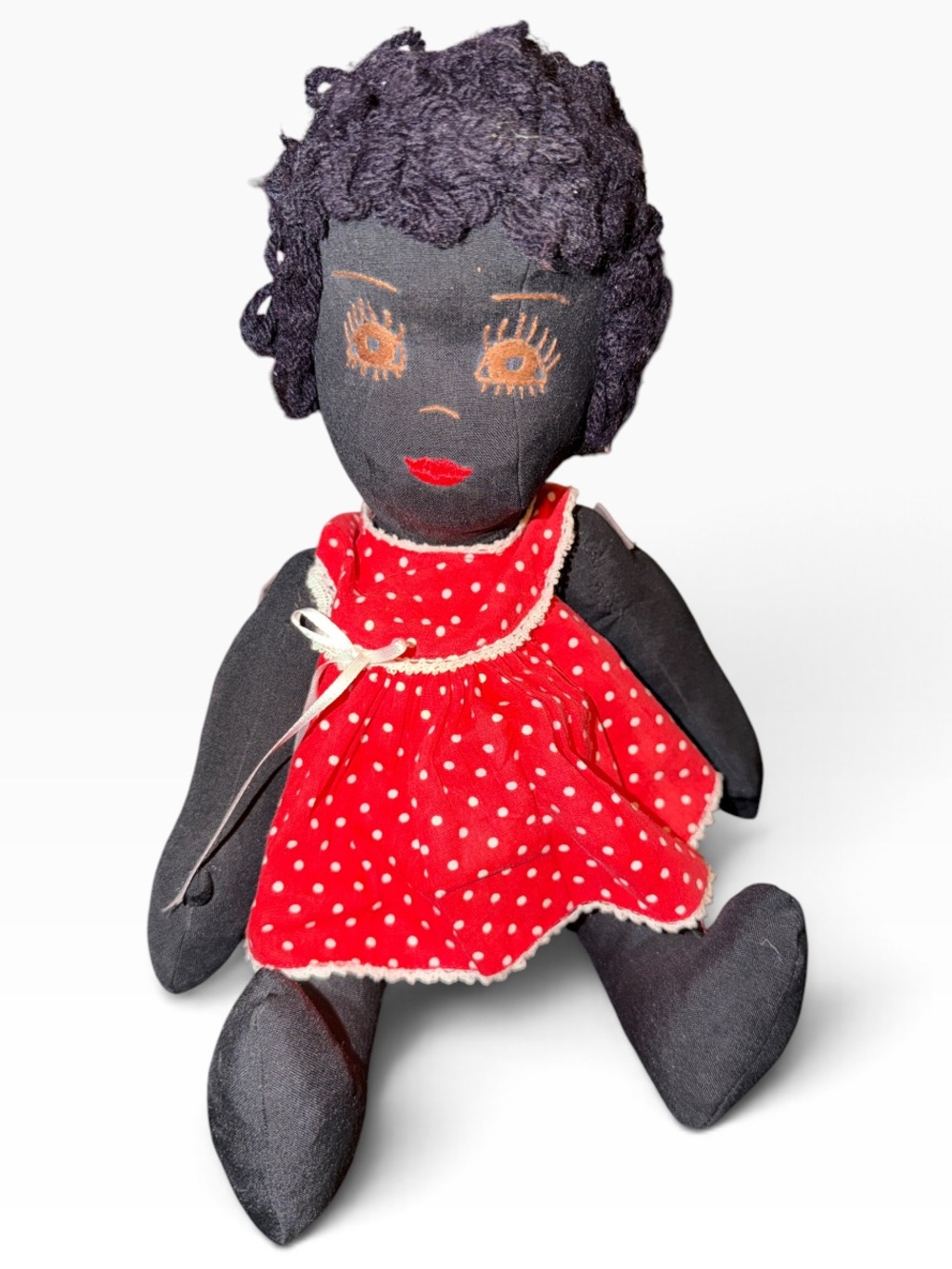 Charming Vintage Handmade Primitice Black Americana Cloth Doll